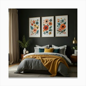 Bedroom With Flowers Canvas Print