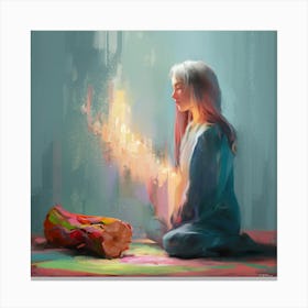 Girl With A Candle Canvas Print