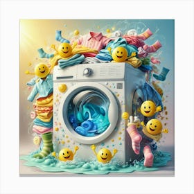 Emoji Laundry Day Artwork Canvas Print