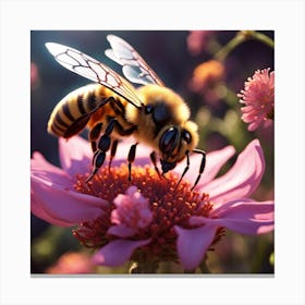 Bee On Flower Canvas Print