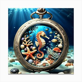 Seahorse Pocket Watch Canvas Print