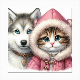 Cat and dog 3 Canvas Print