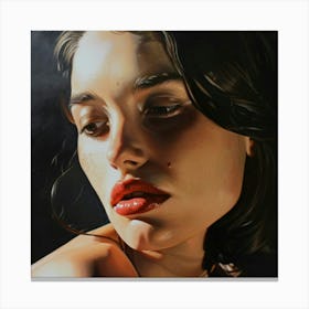 'The Girl With Red Lips' Canvas Print