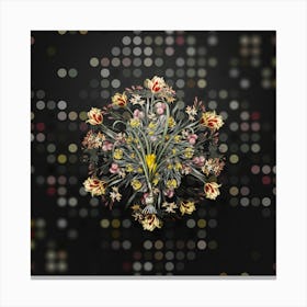 Vintage Yellow Autumn Crocus Flower Wreath on Dot Bokeh Pattern n.0055 Canvas Print