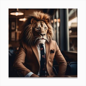 Lion In Business Suit Canvas Print