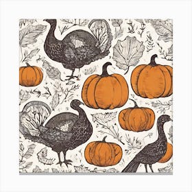Turkey Pumpkin Pattern Canvas Print
