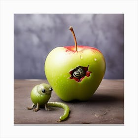 Apple With A Worm Canvas Print