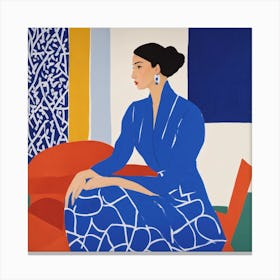 Woman In Blue Dress 3 Canvas Print