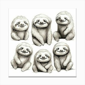 Sloths Cartoon 2 Stampe su tela