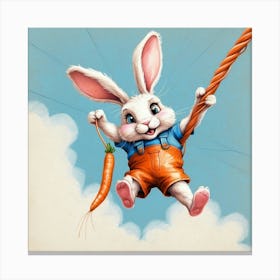 Rabbit On A Swing 2 Canvas Print