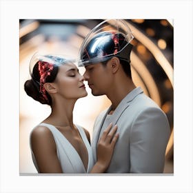 Futuristic Couple Kissing 1 Canvas Print