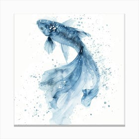 Blue Betta Fish Watercolor Painting Canvas Print