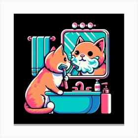 Cat In The Mirror Canvas Print