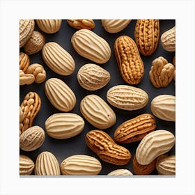 Nut Nuts On A Black Background Canvas Print