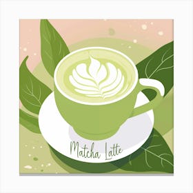 Matcha Tea Latte Illustration Canvas Print