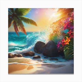 Tropical Beach Scene Canvas Print