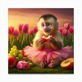 Monkey In Pink Tutu Canvas Print