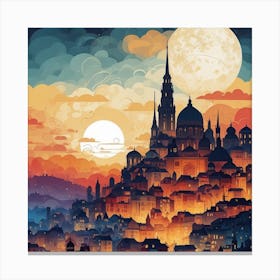 Cityscape At Night Canvas Print