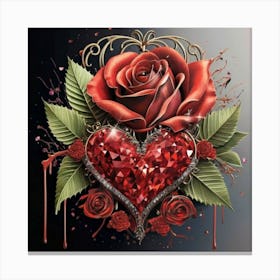 Heart and beautiful red rose 3 Canvas Print