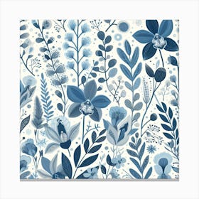 Scandinavian style,Pattern with blue Orchid flowers 2 Canvas Print