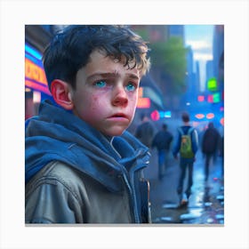 Boy In A City Canvas Print
