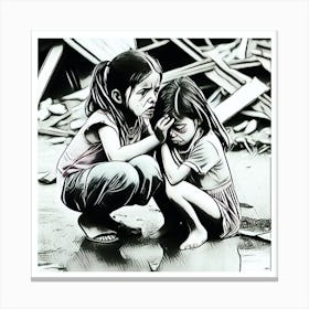 Two Girls Crying Canvas Print