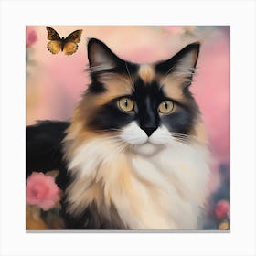 Calico Cat With Butterfly Canvas Print