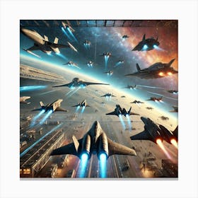 Lunar Horizon Fleet Of Fighters Converted 2 Canvas Print