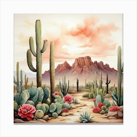 Cactus Desert art print 1 Canvas Print