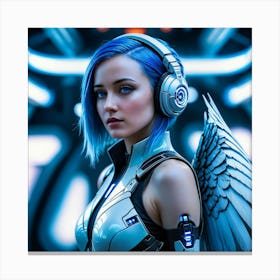 Futuristic Girl With Blue Hair 8 Canvas Print