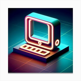 Neon Computer Icon 3 Canvas Print