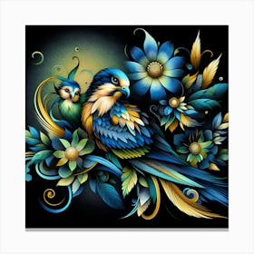Eagles And Flowers 5 Canvas Print