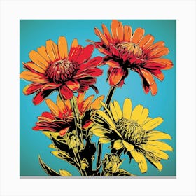 Andy Warhol Style Pop Art Flowers Gaillardia 1 Square Canvas Print