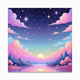 Sky With Twinkling Stars In Pastel Colors Square Composition 150 Canvas Print