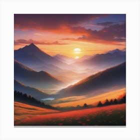 Sunset In The Mountains 3 Canvas Print