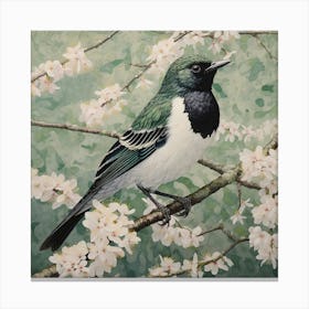 Ohara Koson Inspired Bird Painting Robin 3 Square Canvas Print