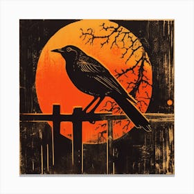 Retro Bird Lithograph Robin 5 Canvas Print