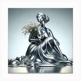 Woman Holding Flowers 1 Canvas Print