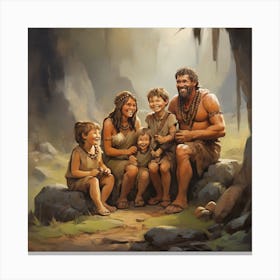 Family Of Cavemen Canvas Print