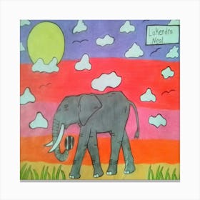 Elephant In The Grass Canvas Print