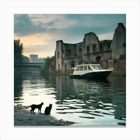 Cat On A Boat Canvas Print