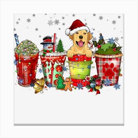 Labrador Iced Latte Snowmen Sweets Snow Christmas Coffee Canvas Print