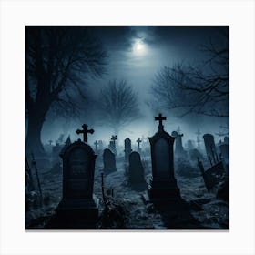 Graveyard At Night 13 Canvas Print