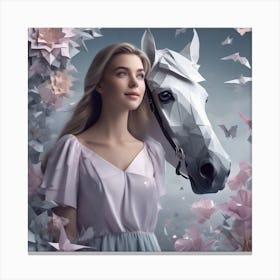 Girl With A Horse 5 Canvas Print