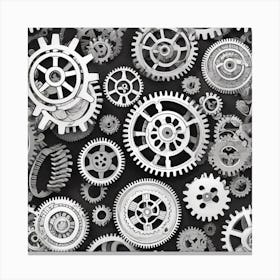 Gears On Black Background 15 Canvas Print