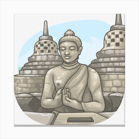 Buddha In Meditation Borobudur temple Canvas Print