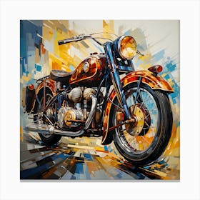 Mid-Century Modern Abstract Art: Geometric Motorcycle Design Canvas Print