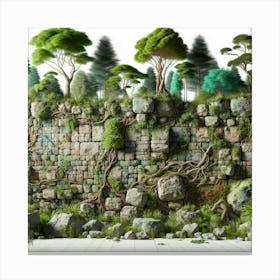 Stone Wall With Trees Canvas Print