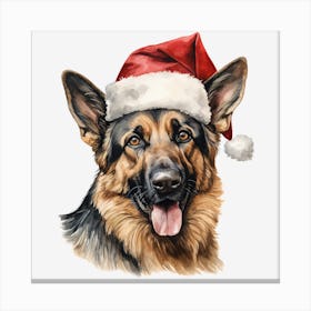 German Shepherd Christmas Hat 1 Canvas Print