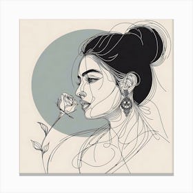 Girl With A Rose Canvas Print